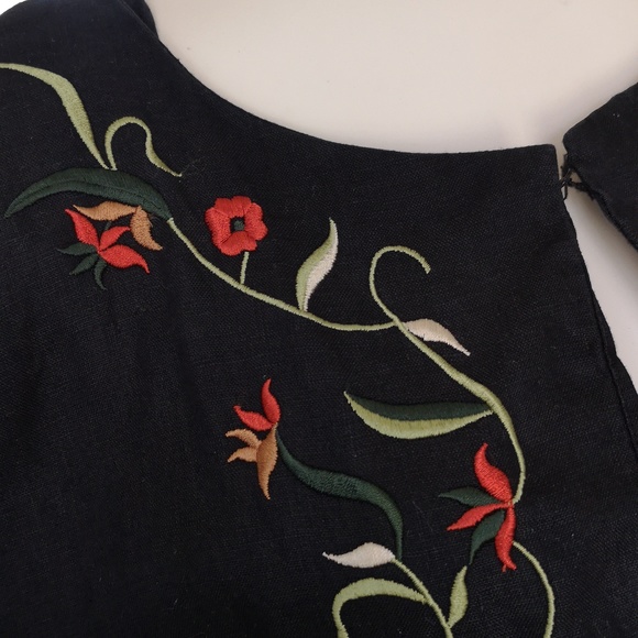 Vintage linen flowered long jacket - Picture 2 of 12